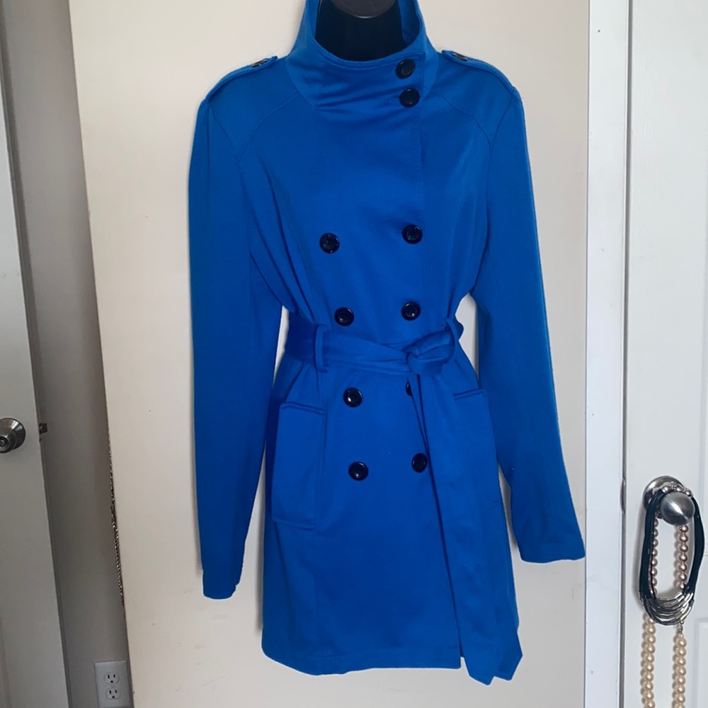 Candies Double Breasted Belted Trench Coat size XL Blue